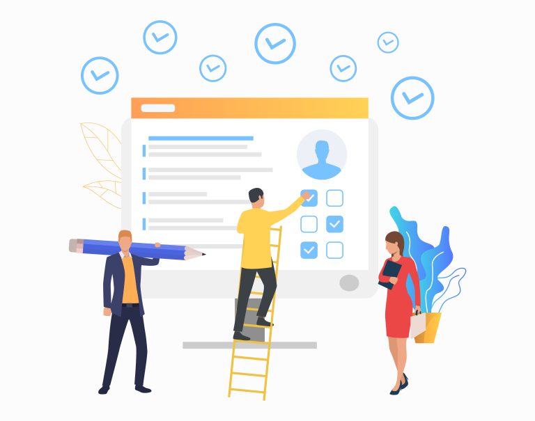 Businessman choosing options on computer